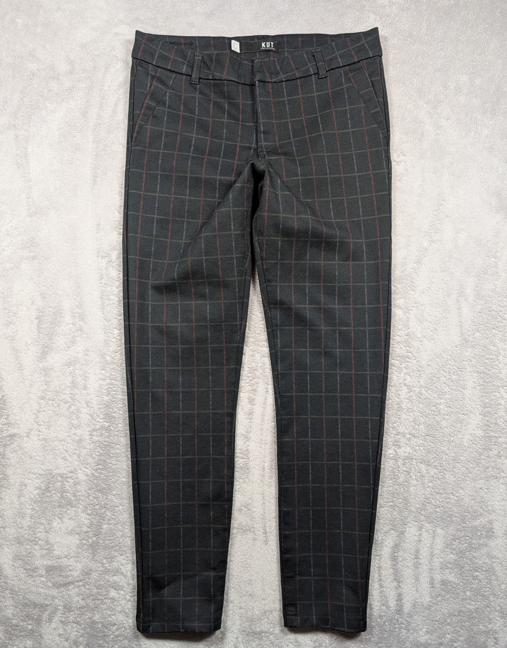 Kut From The Kloth Mia Ankle Skinny Pants Womens Size 6 29 Waist Plaid Academia